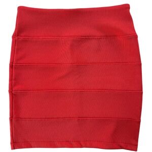 Topshop Coral Orange Bandage Mini Skirt